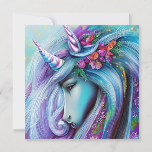 Hyper Realistic Unicorn with Long Hair Card