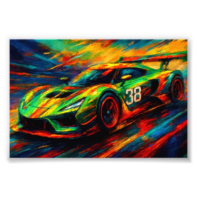 hyper stylized racing car photo print (Front)
