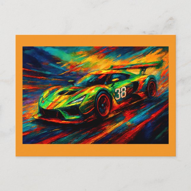 hyper stylized racing car postcard (Front)