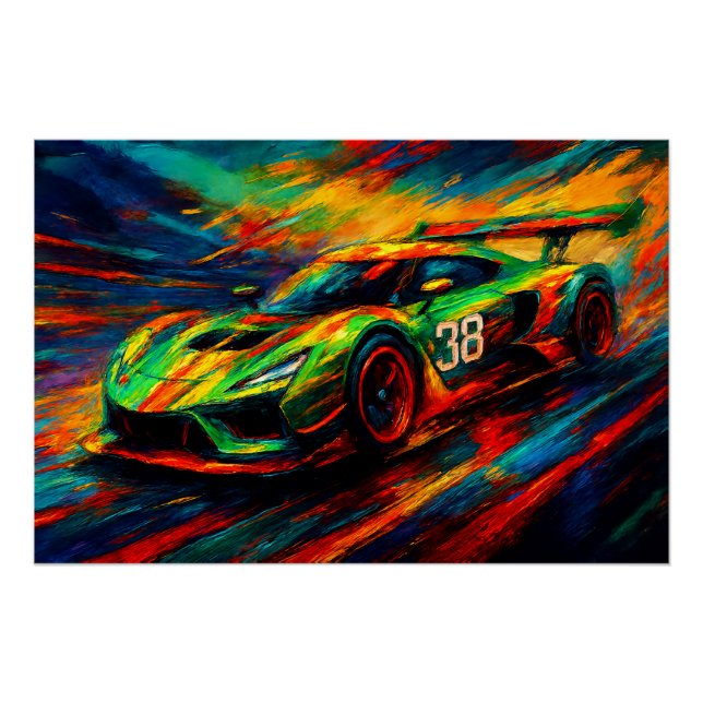 hyper stylized racing car poster (Front)
