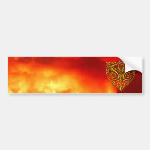 HYPER VALENTINE / GOLD CELTIC HEART BUMPER STICKER