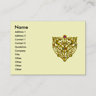 HYPER VALENTINE,GOLD CELTIC HEART Cream Black Business Card