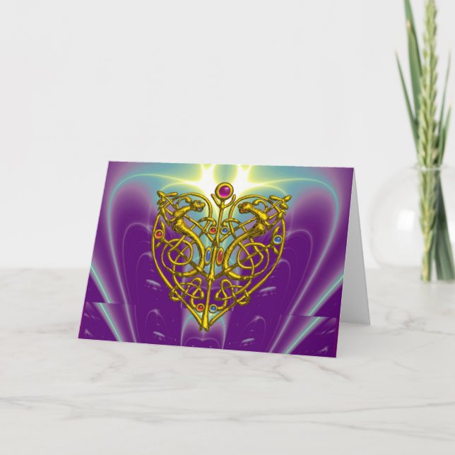 HYPER VALENTINE / Gold Celtic Heart Holiday Card (Front)