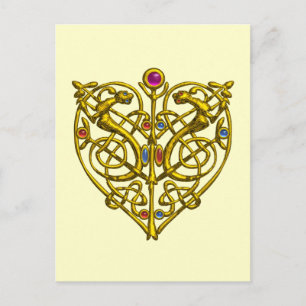 Hyper Valentine / Gold Celtic Heart Holiday Postcard