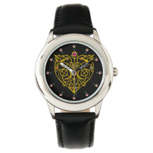 HYPER VALENTINE,GOLD CELTIC KNOT HEART Black Watch