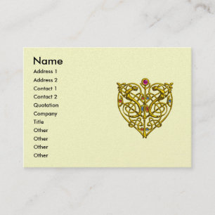 HYPER VALENTINE, GOLD CELTIC KNOT HEART Ivory Business Card