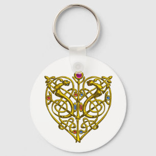 HYPER VALENTINE/ GOLD CELTIC KNOT HEART White Key Ring