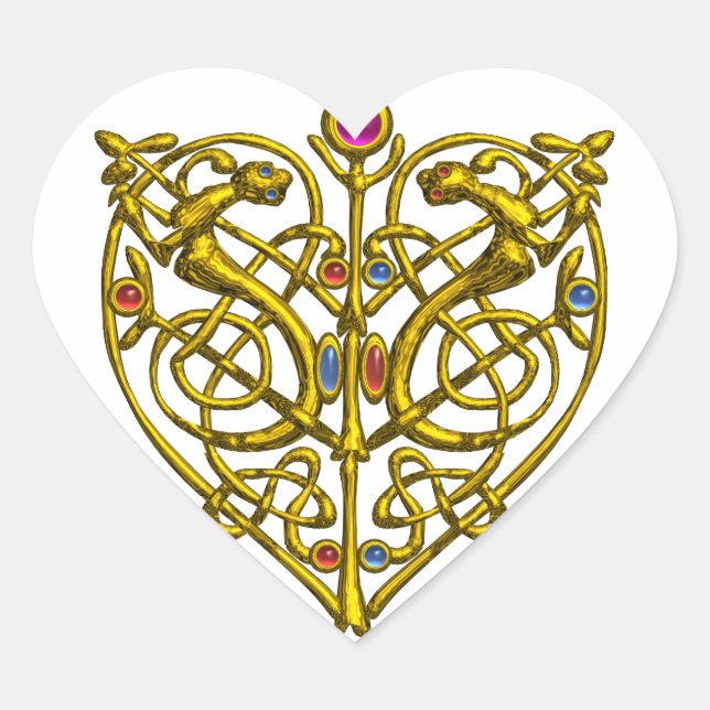 HYPER VALENTINE/ GOLD CELTIC KNOT HEART WITH GEMS STICKER (Front)