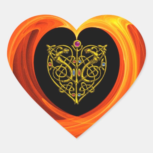 HYPER VALENTINE /GOLD HEART WITH CELTIC KNOT HEART STICKER (Front)