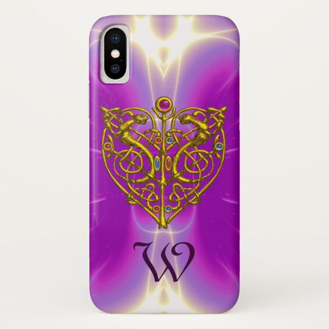 HYPER VALENTINE MONOGRAM  Pink Fuchsia Purple Case-Mate iPhone Case (Back)