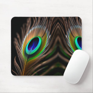 Hyper-Vibrant Macro of Peacock Feather Eye Mouse Pad