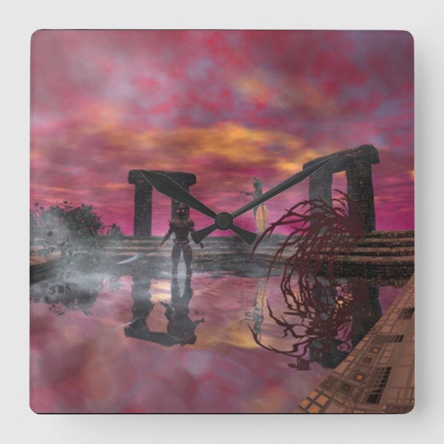 HYPERION TEMPLE OF WATER Science Fiction,Sci-Fi Square Wall Clock (Front)