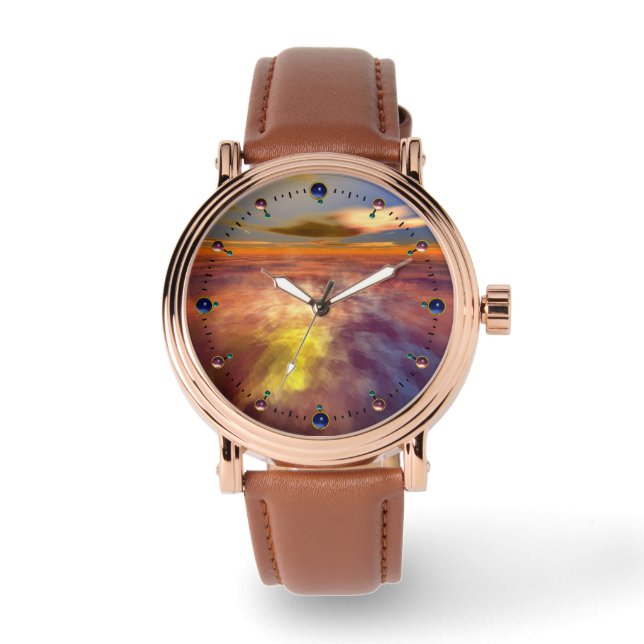 HYPERION WORLD, ALIEN SEASCAPE SKY ,CLOUDS Sci-Fi Watch (Front)