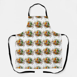 Hyperrealistic Still Life with Peppers and Garlic Apron