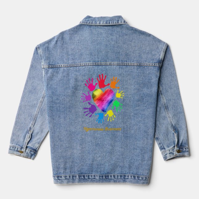 Hypersomnia Awareness Hands Hypersomnia  Denim Jacket (Back)