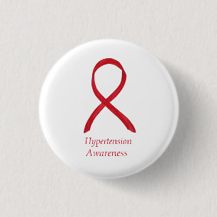 Hypertension (HTN) Awareness Red Ribbon Custom Pin