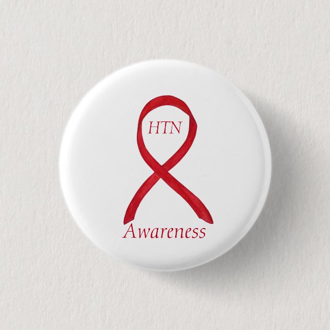 Hypertension (HTN) Awareness Ribbon Custom Pin (Front)