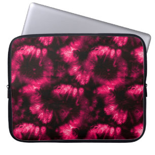 Hypno Pattern. Pink Shibori Fabric. Dark Hypno Spi Laptop Sleeve