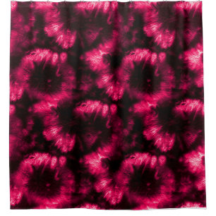 Hypno Pattern. Pink Shibori Fabric. Dark Hypno Spi Shower Curtain