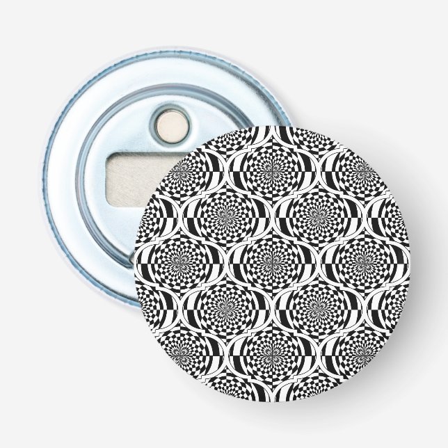 Hypnosis Pattern black white + your ideas Bottle Opener (Front)