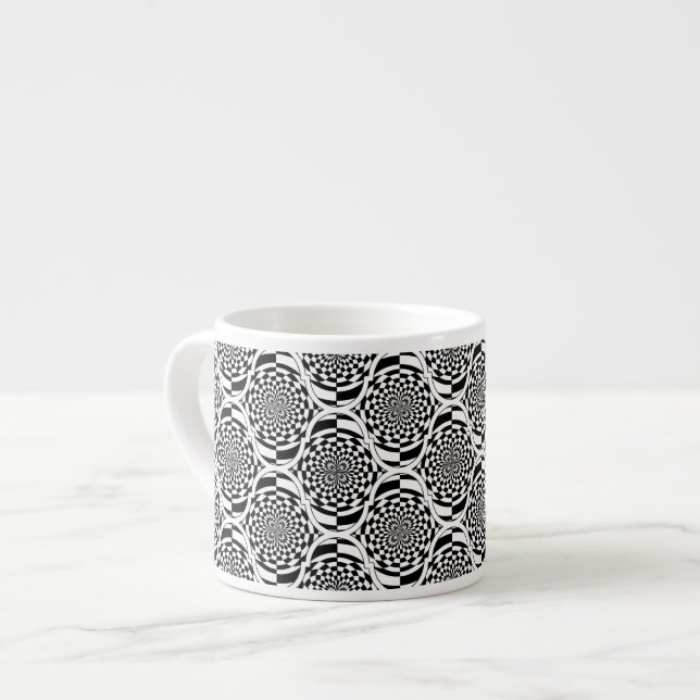 Hypnosis Pattern black white + your ideas Espresso Cup (Front Left)
