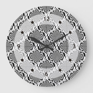 Hypnosis Pattern black white + your ideas Large Clock