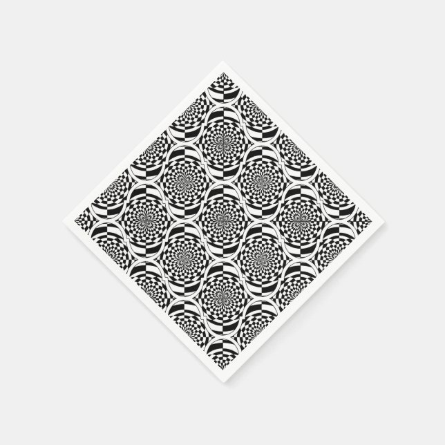Hypnosis Pattern black white + your ideas Napkin (Corner)