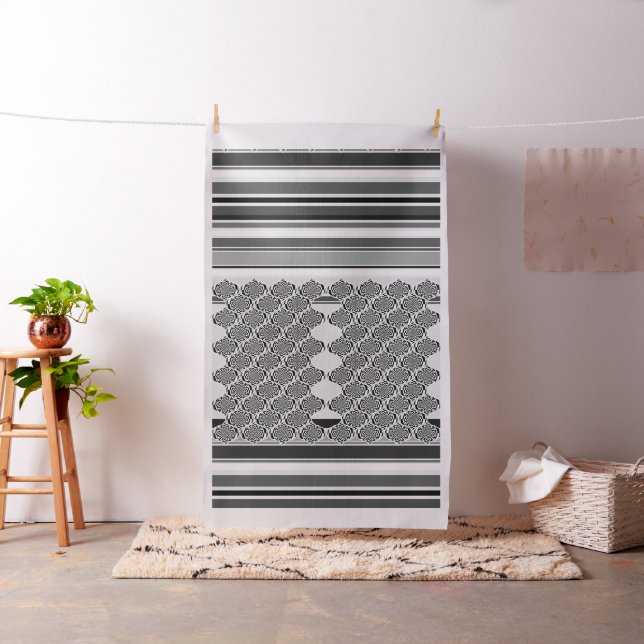 Hypnosis Stripes Pattern black white + your ideas Fabric (In Situ)