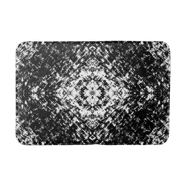 Hypnotic Abstract Black And White Modern Art Bath Mat (Front)