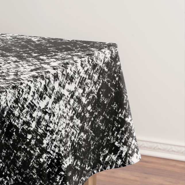 Hypnotic Abstract Black And White Modern Art Tablecloth (In Situ)