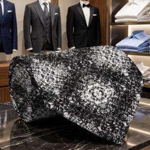 Hypnotic Abstract Black And White Modern Art Tie