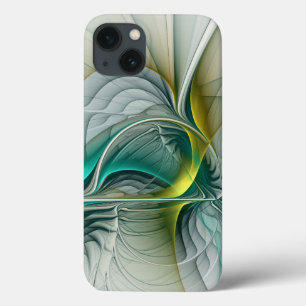 Hypnotic Abstract Golden Turquoise Teal Fractal iPhone 13 Case