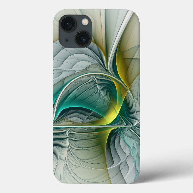 Hypnotic Abstract Golden Turquoise Teal Fractal Case-Mate iPhone Case (Back)