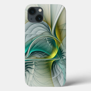 Hypnotic Abstract Golden Turquoise Teal Fractal iPhone 13 Case