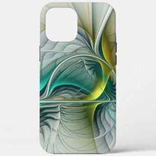 Hypnotic Abstract Golden Turquoise Teal Fractal iPhone 12 Pro Max Case