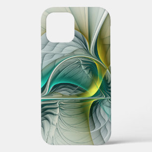Hypnotic Abstract Golden Turquoise Teal Fractal iPhone 12 Pro Case