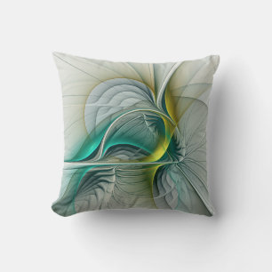 Hypnotic Abstract Golden Turquoise Teal Fractal Cushion