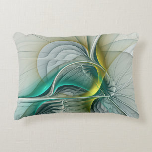Hypnotic Abstract Golden Turquoise Teal Fractal Decorative Cushion