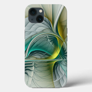 Hypnotic Abstract Golden Turquoise Teal Fractal iPhone Case