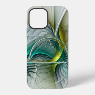 Hypnotic Abstract Golden Turquoise Teal Fractal iPhone 12 Case