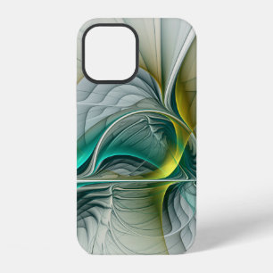 Hypnotic Abstract Golden Turquoise Teal Fractal iPhone 12 Case