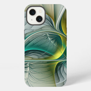 Hypnotic Abstract Golden Turquoise Teal Fractal iPhone 13 Case