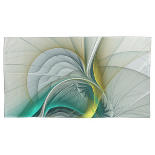 Hypnotic Abstract Golden Turquoise Teal Fractal Pillowcase