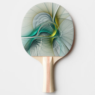 Hypnotic Abstract Golden Turquoise Teal Fractal Ping Pong Paddle