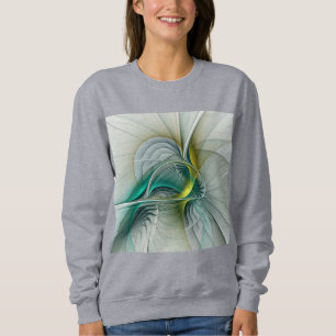Hypnotic Abstract Golden Turquoise Teal Fractal Sweatshirt