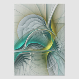 Hypnotic Abstract Golden Turquoise Teal Fractal Tissue Paper