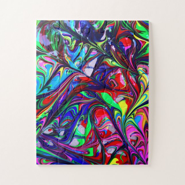 Hypnotic Abstract Rainbow Paint Swirls Jigsaw Puzzle (Vertical)