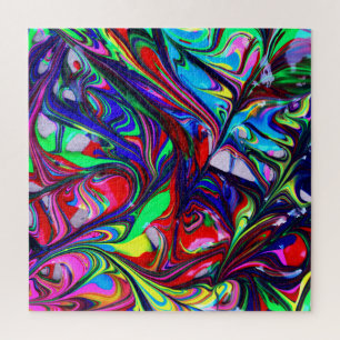 Hypnotic Abstract Rainbow Paint Swirls Jigsaw Puzzle
