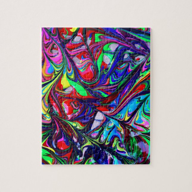Hypnotic Abstract Rainbow Paint Swirls Jigsaw Puzzle (Vertical)
