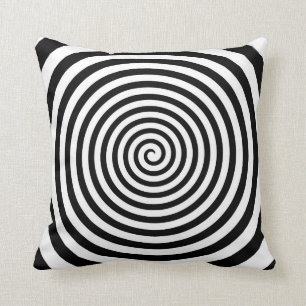 Hypnotic Black and White Spiral - Hypno-Pillow Cushion